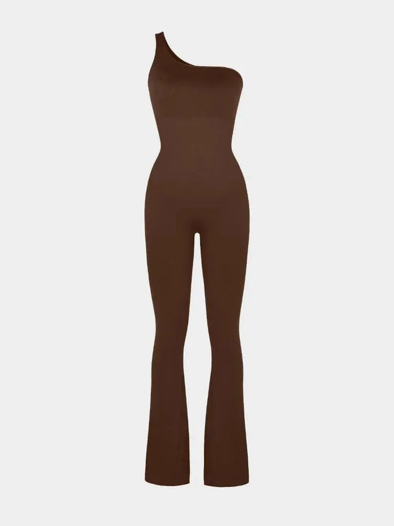 Seamless One Shoulder Flared Shaper Jumpsuit