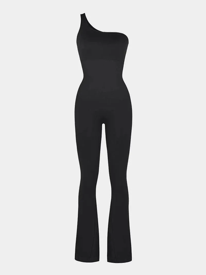 Seamless One Shoulder Flared Shaper Jumpsuit