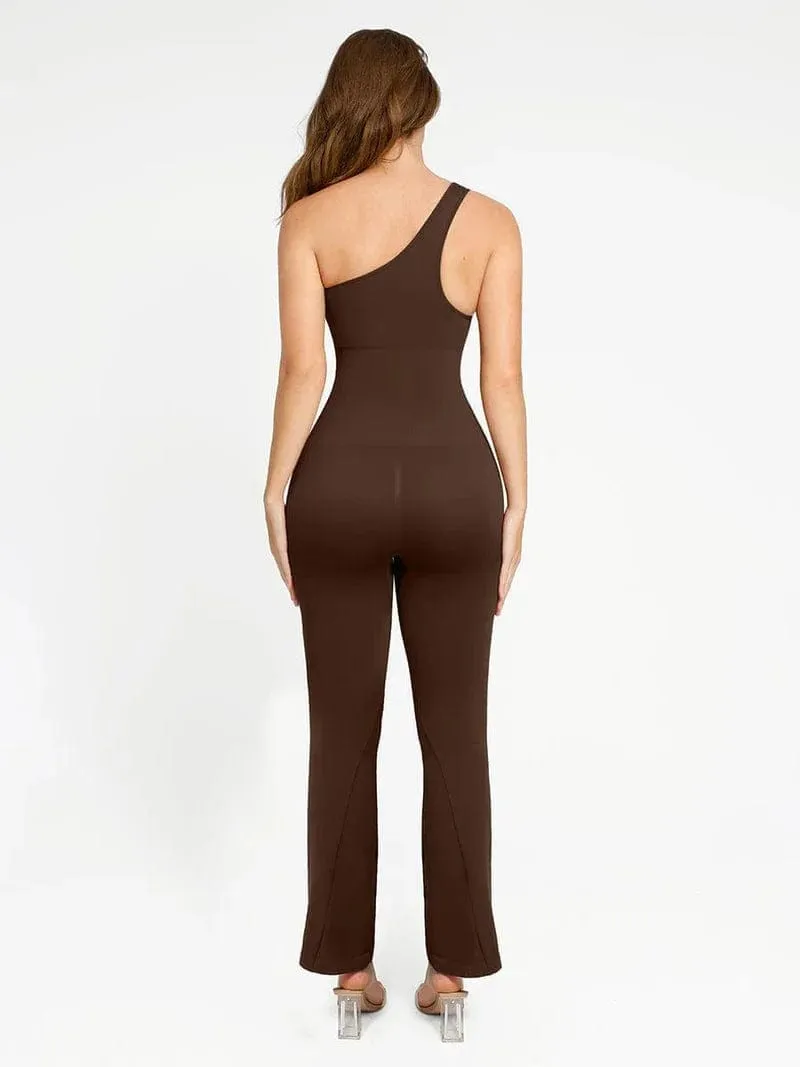 Seamless One Shoulder Flared Shaper Jumpsuit