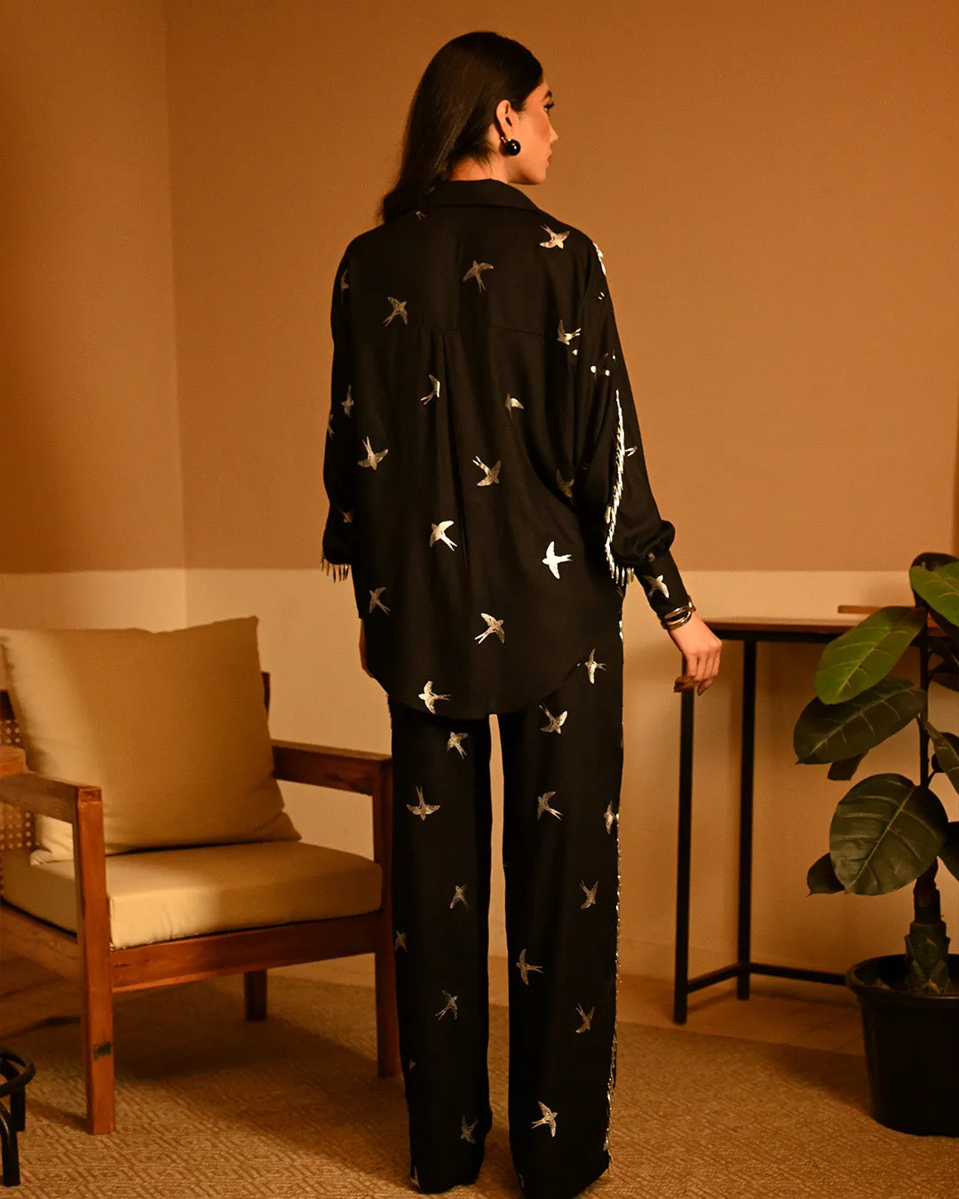 Silver Bird Foil Shirt  set