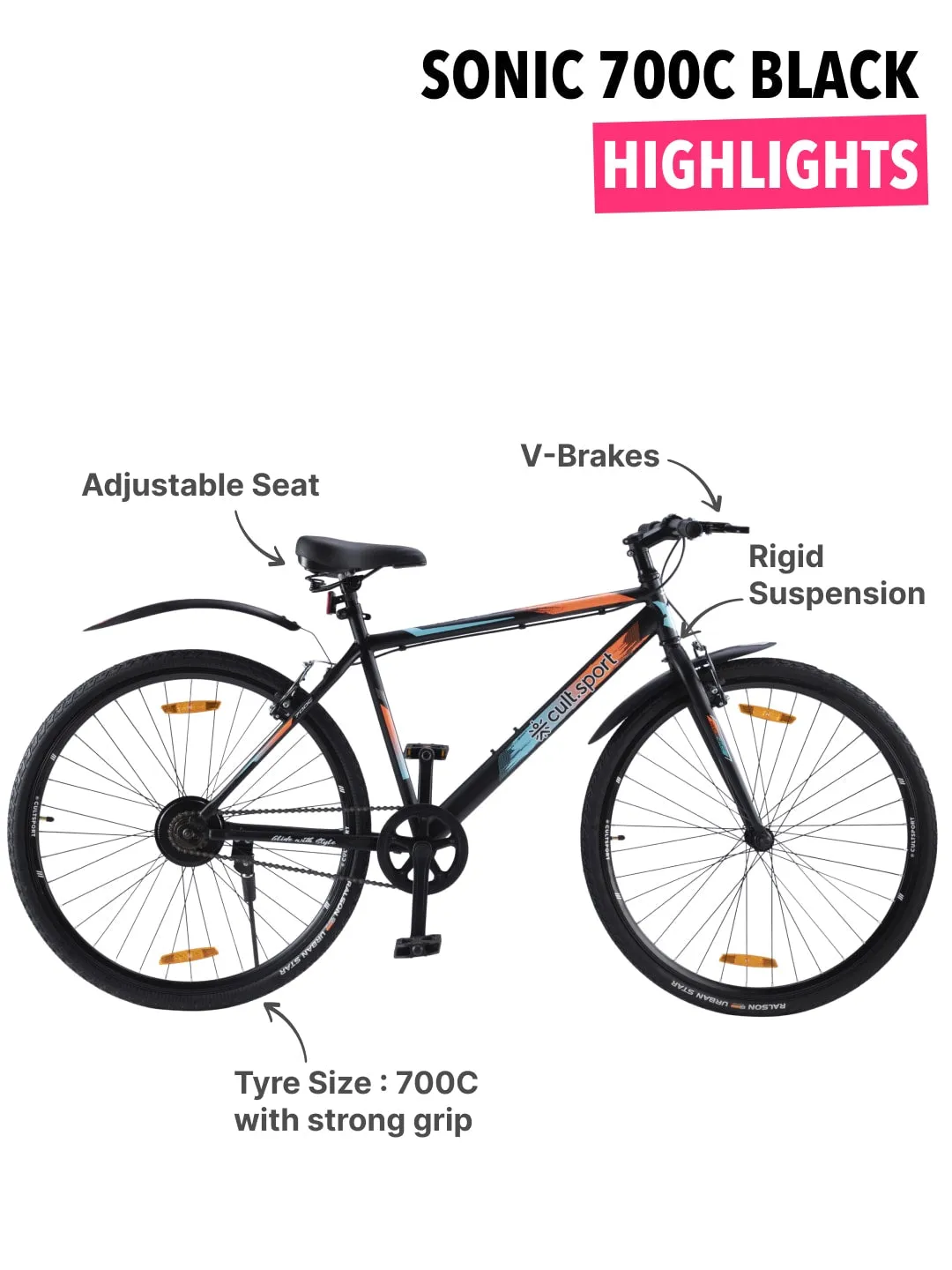 Sonic700CBlack Steel Single Speed 700C City Bike Free Trainer Sessions, Cycling Event