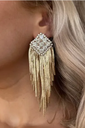 Sophia Diamond Tassel Drop Earrings - Gold