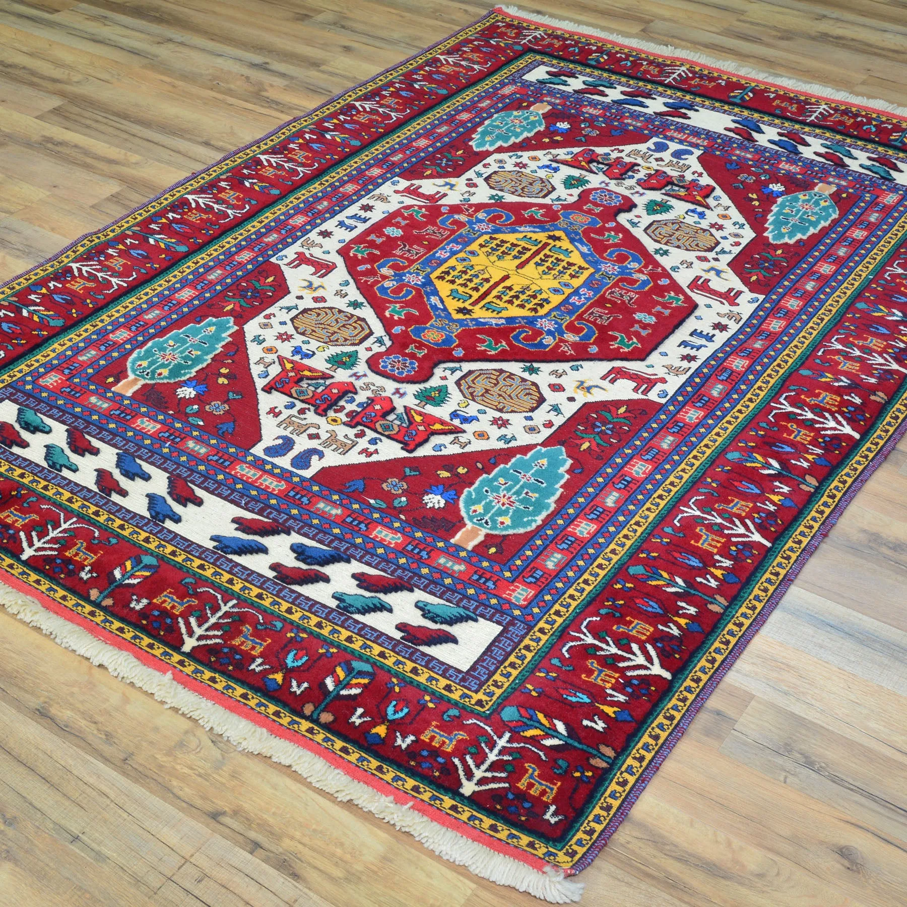 Special Tribal Handmade Hand-Knotted Sumack Wool Rug (Size 4.3 X 6.3) Cwral-9630