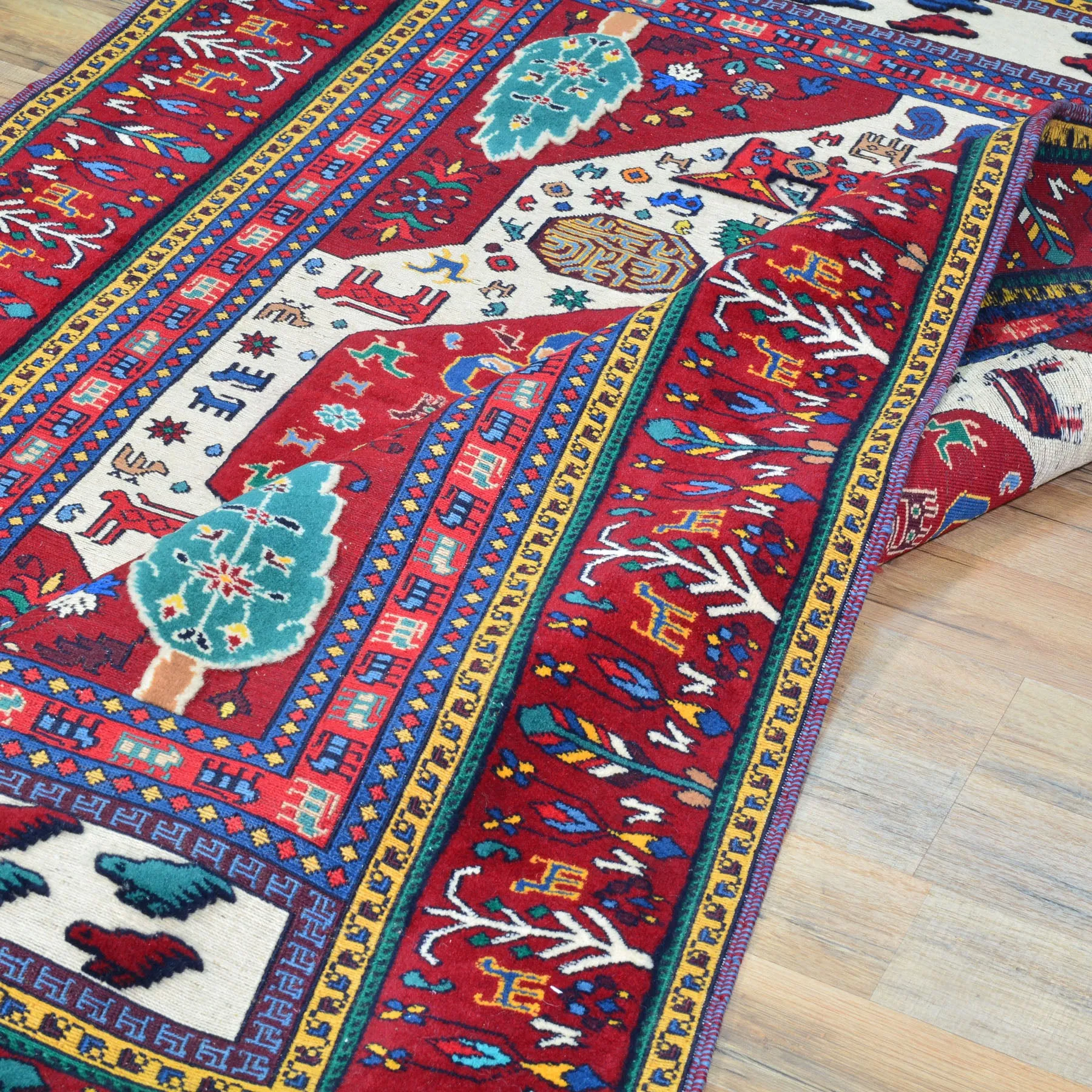 Special Tribal Handmade Hand-Knotted Sumack Wool Rug (Size 4.3 X 6.3) Cwral-9630