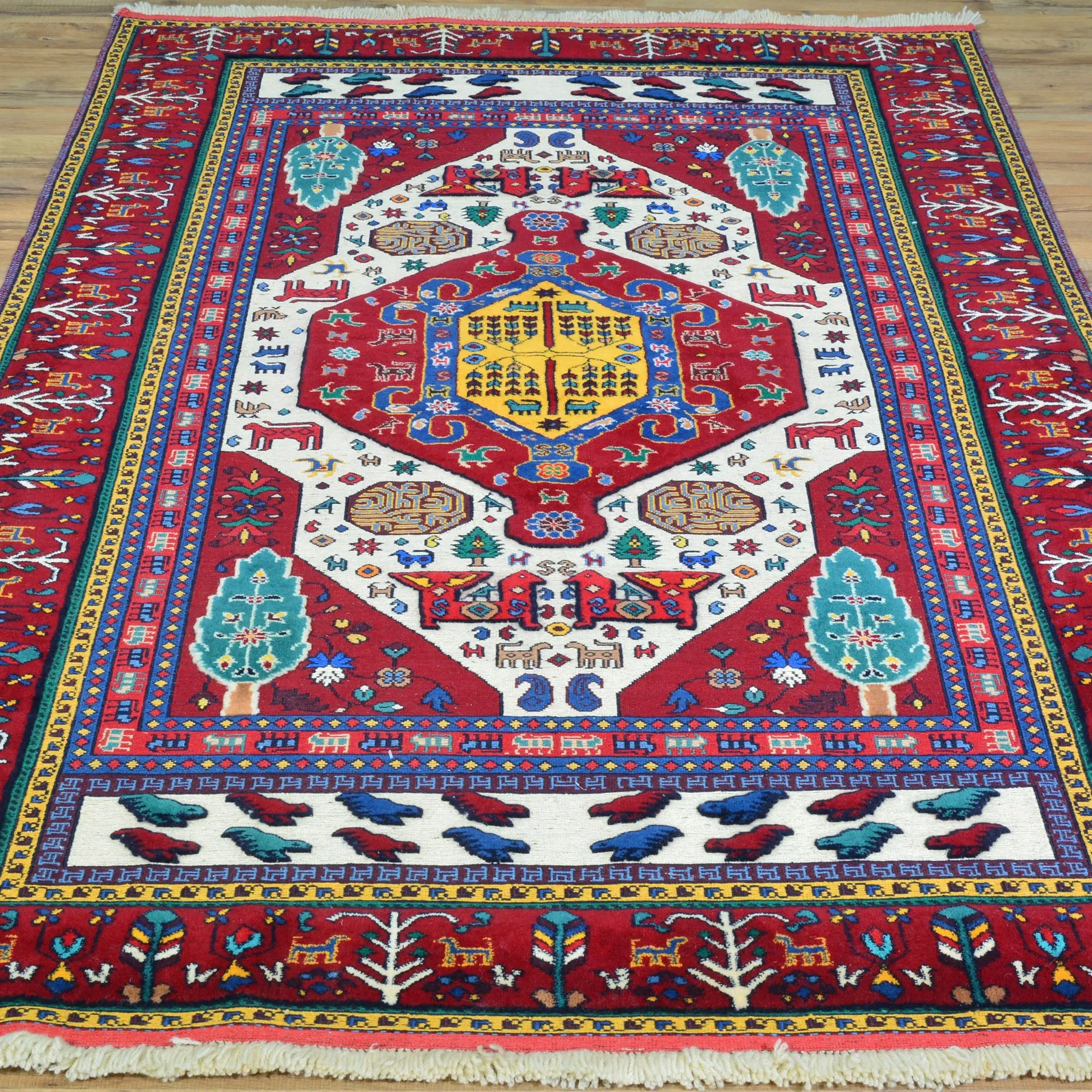 Special Tribal Handmade Hand-Knotted Sumack Wool Rug (Size 4.3 X 6.3) Cwral-9630