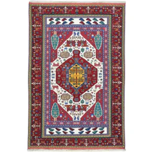 Special Tribal Handmade Hand-Knotted Sumack Wool Rug (Size 4.3 X 6.3) Cwral-9630