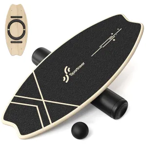 Sportneer Balance Board - 7 Modes Wobble Board with Adjustable Stoppers - Exercise Balancing Stability Trainer for Improve Balance, Surf Trainer & Physical Therapy - Roller and 2.8'' Ball Included