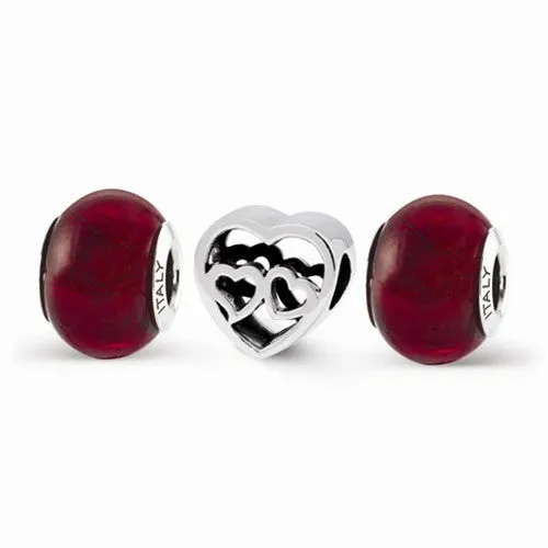 Sterling Silver Reflections Loves Reflection Boxed Bead Set