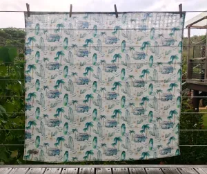 Swaddle Muslin Blanket - VW BUS blue surfboard