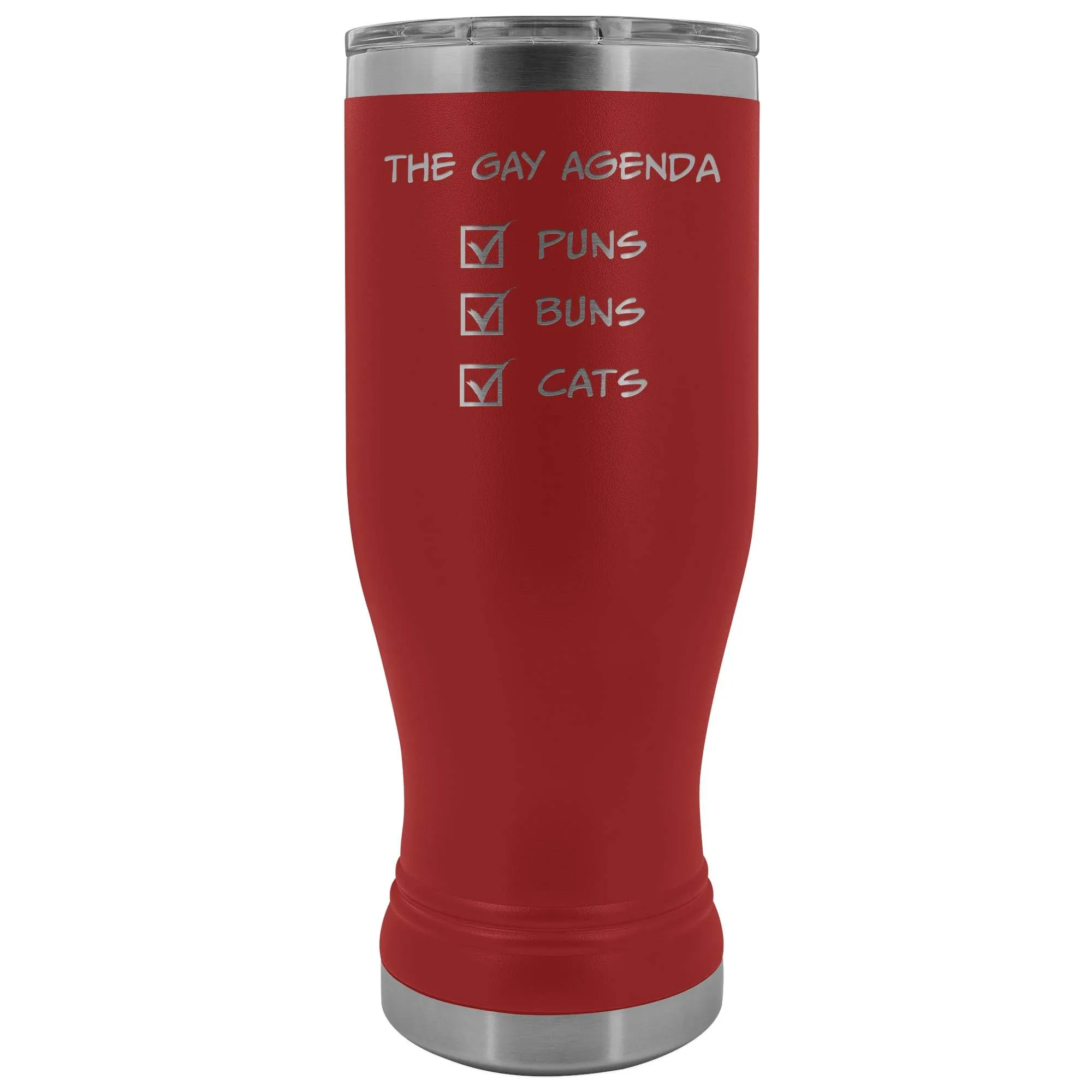 The Gay Agenda - Puns & Buns & Cats 20oz Boho Vacuum Tumbler