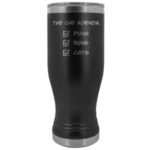 The Gay Agenda - Puns & Buns & Cats 20oz Boho Vacuum Tumbler