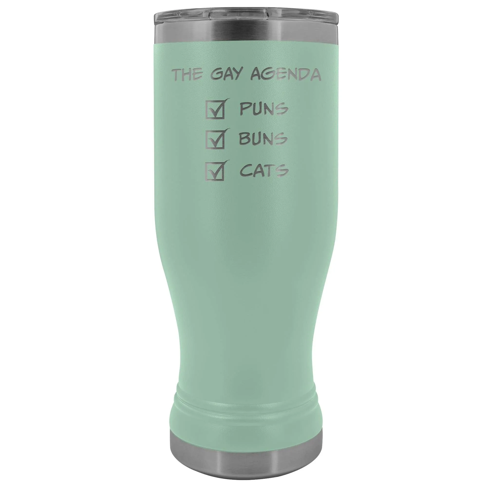 The Gay Agenda - Puns & Buns & Cats 20oz Boho Vacuum Tumbler