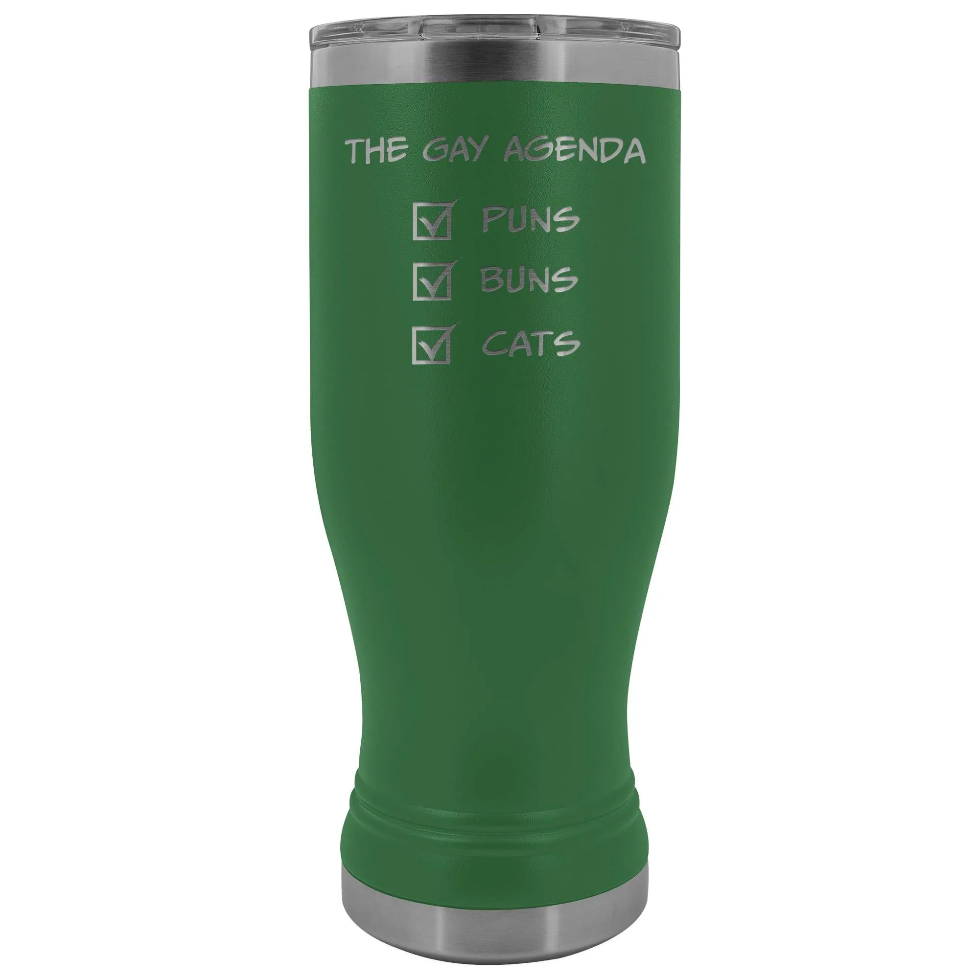 The Gay Agenda - Puns & Buns & Cats 20oz Boho Vacuum Tumbler