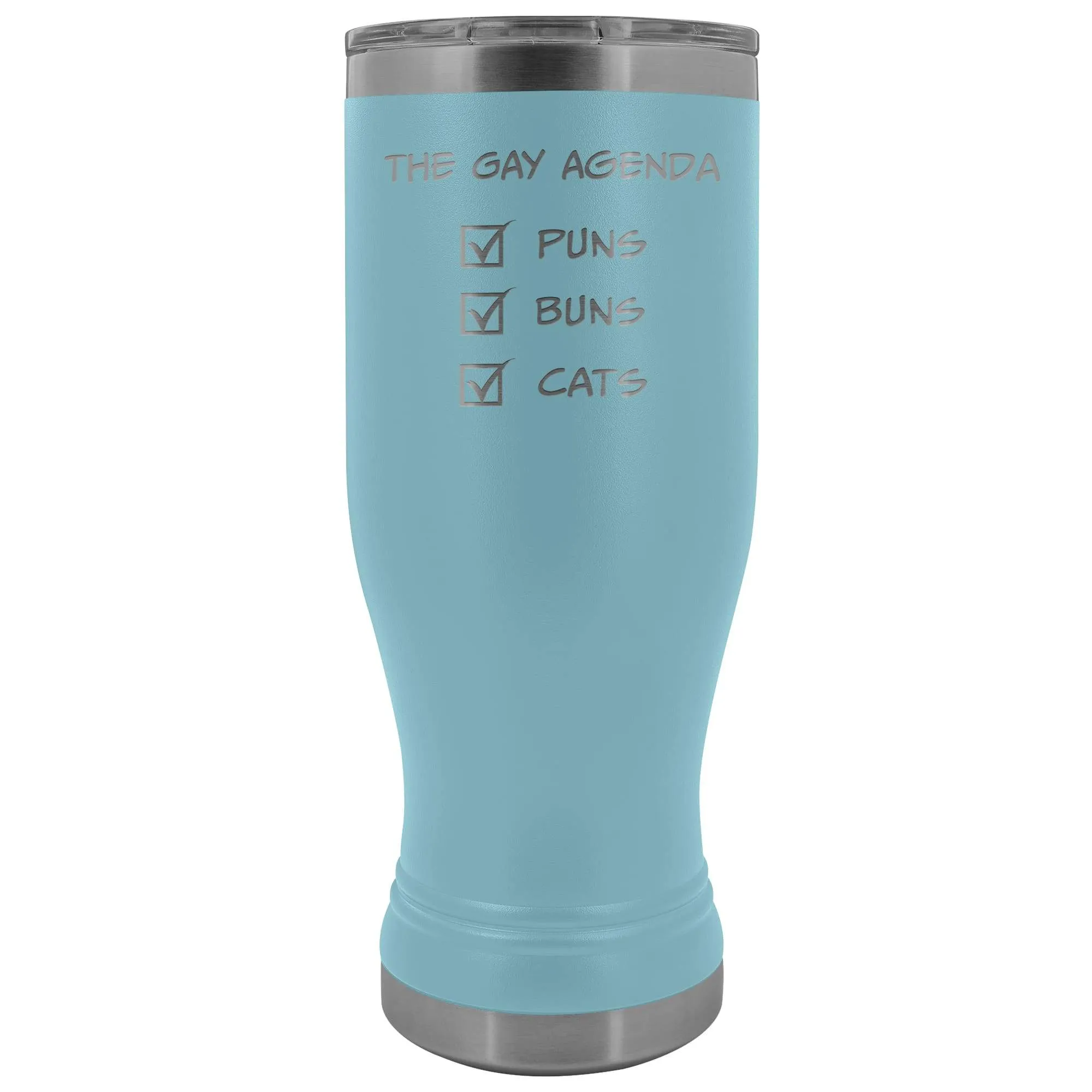 The Gay Agenda - Puns & Buns & Cats 20oz Boho Vacuum Tumbler