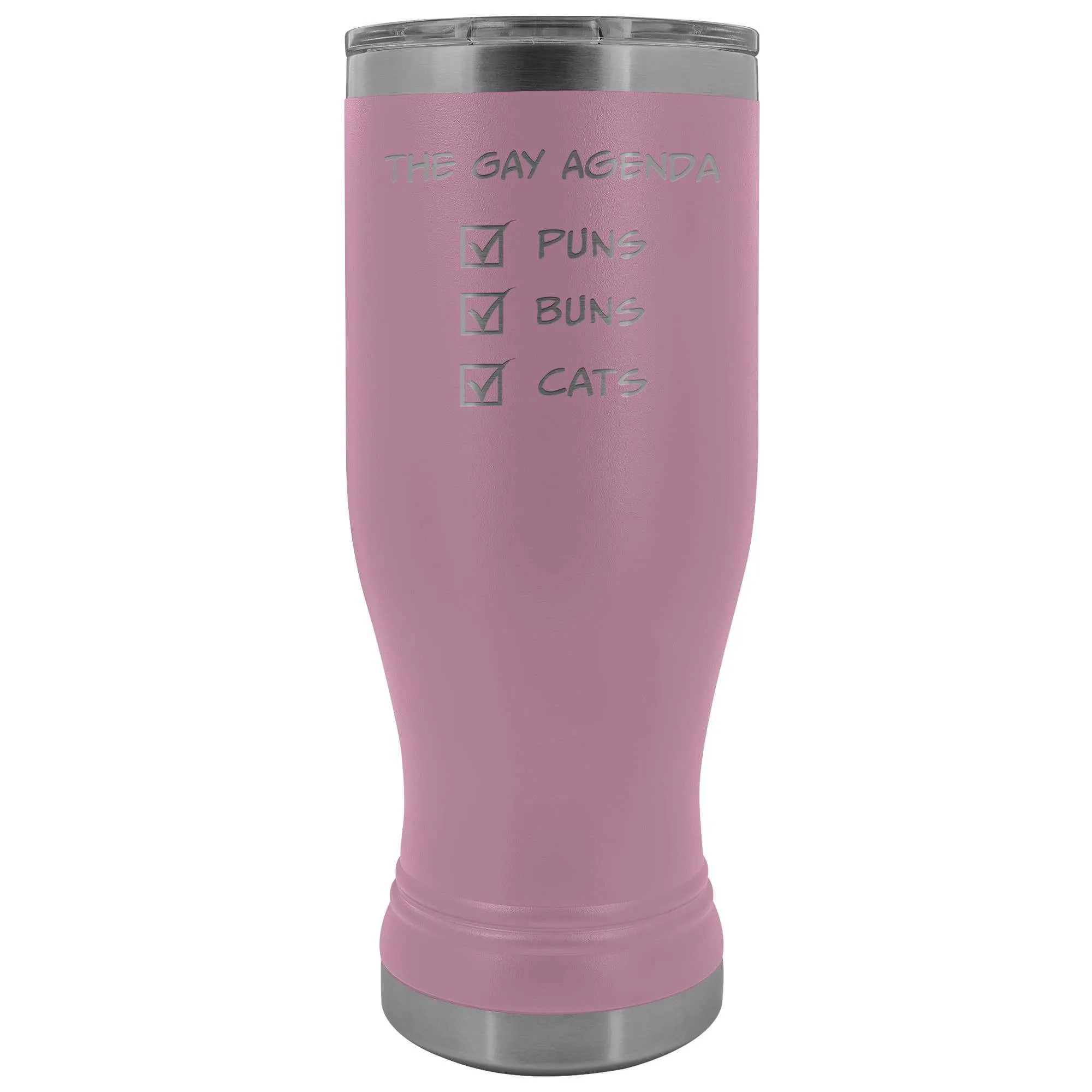 The Gay Agenda - Puns & Buns & Cats 20oz Boho Vacuum Tumbler