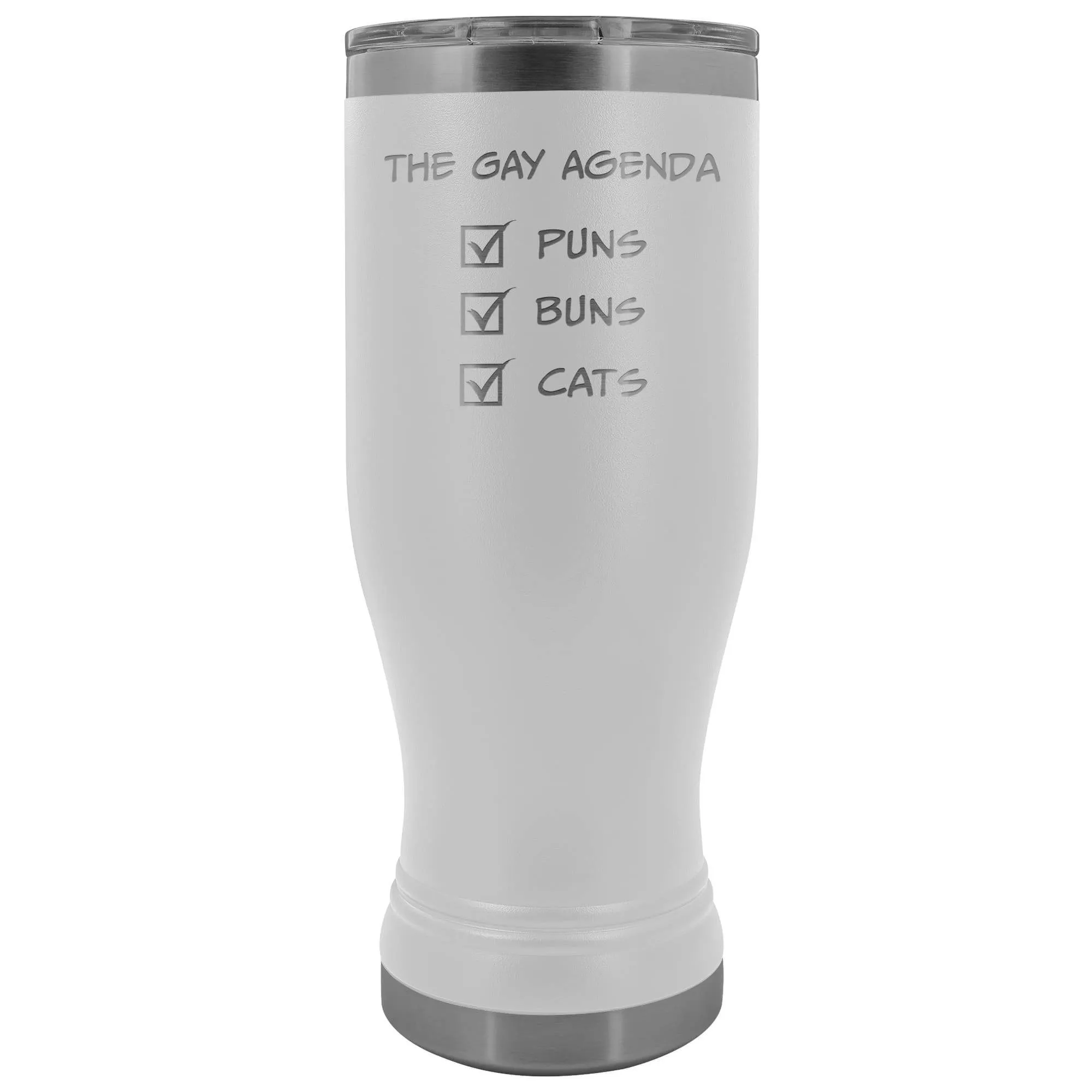The Gay Agenda - Puns & Buns & Cats 20oz Boho Vacuum Tumbler