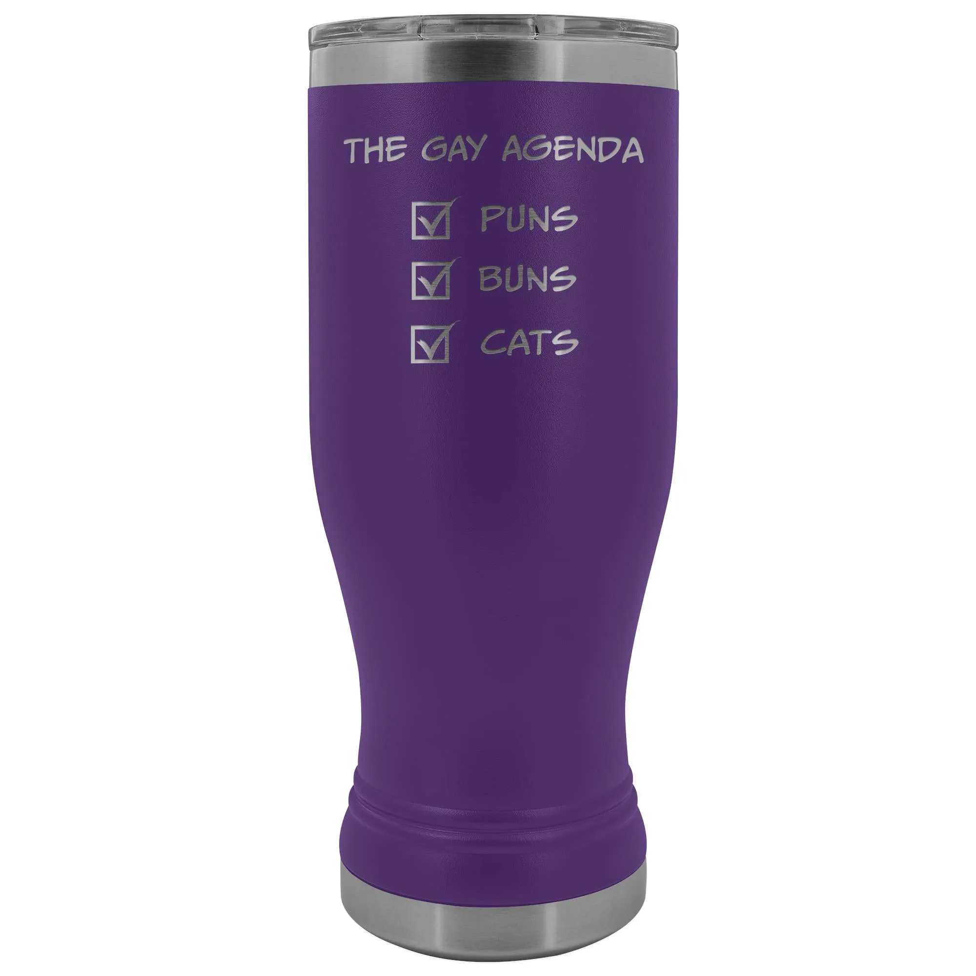 The Gay Agenda - Puns & Buns & Cats 20oz Boho Vacuum Tumbler