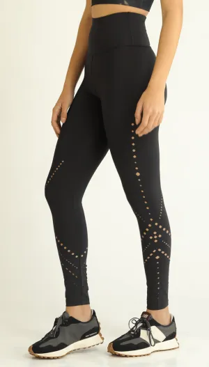 THE LAZER CUT LEGGINGS BLACK
