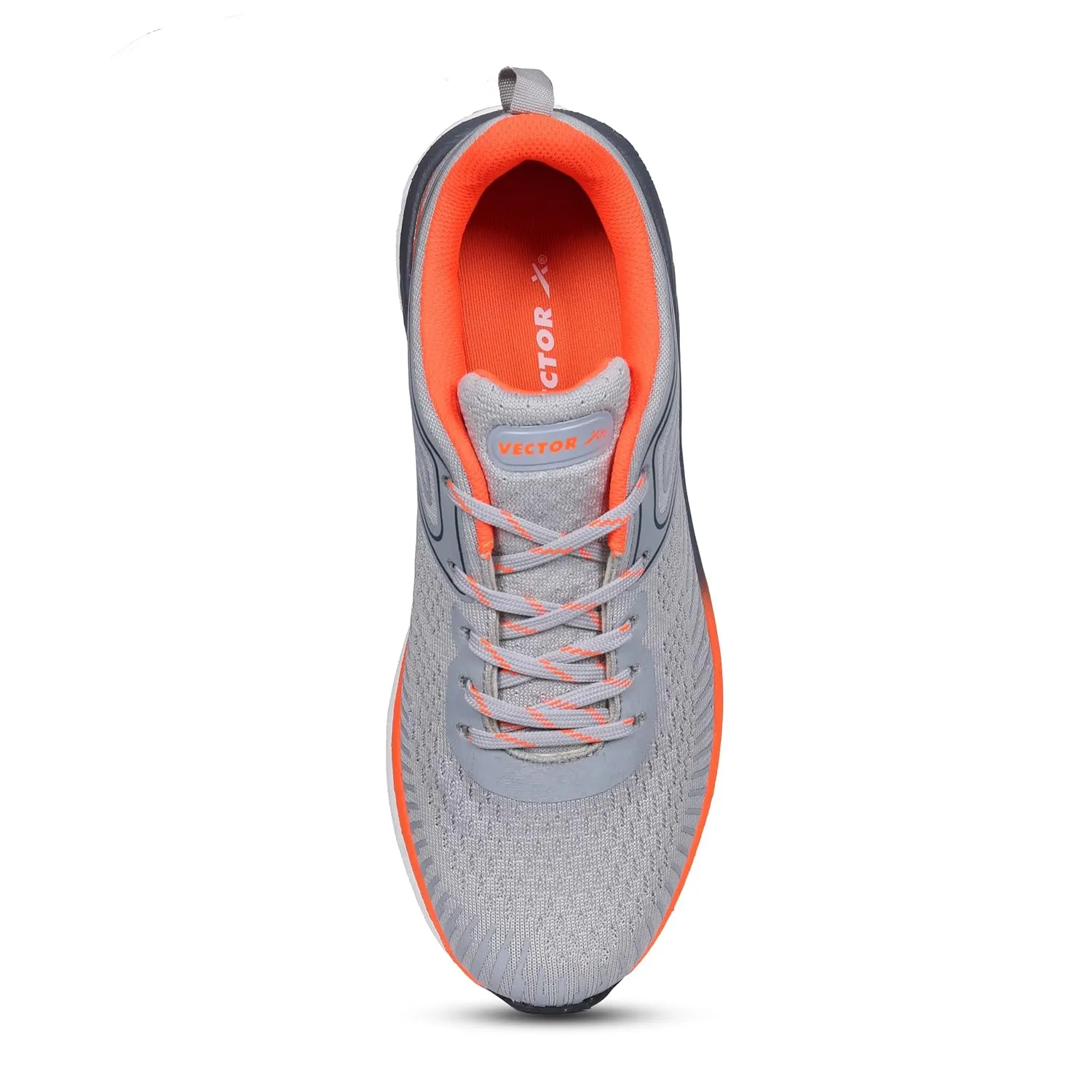 Vector X Stride Jogging Shoe, Grey/Orange | Lightweight Sports Shoes for Men | Comfortable Trainers for Running, Walking & Gym