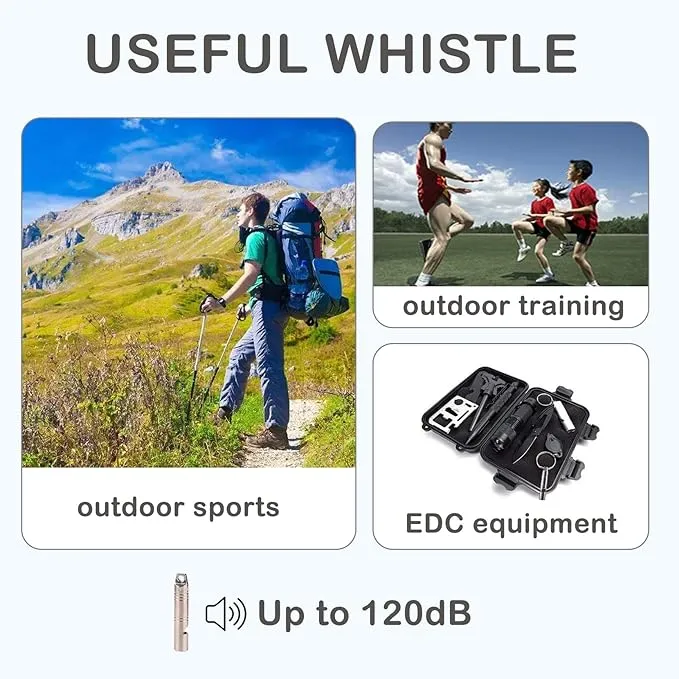 Whistle Emergency,Titanium Whistle Necklace Keychain Loud up to 120db,Emergency Survival Whistles for Kids Women Men,Safety Whistles for Camping Hiking
