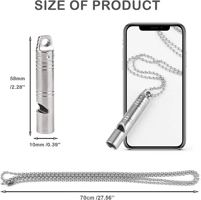 Whistle Emergency,Titanium Whistle Necklace Keychain Loud up to 120db,Emergency Survival Whistles for Kids Women Men,Safety Whistles for Camping Hiking
