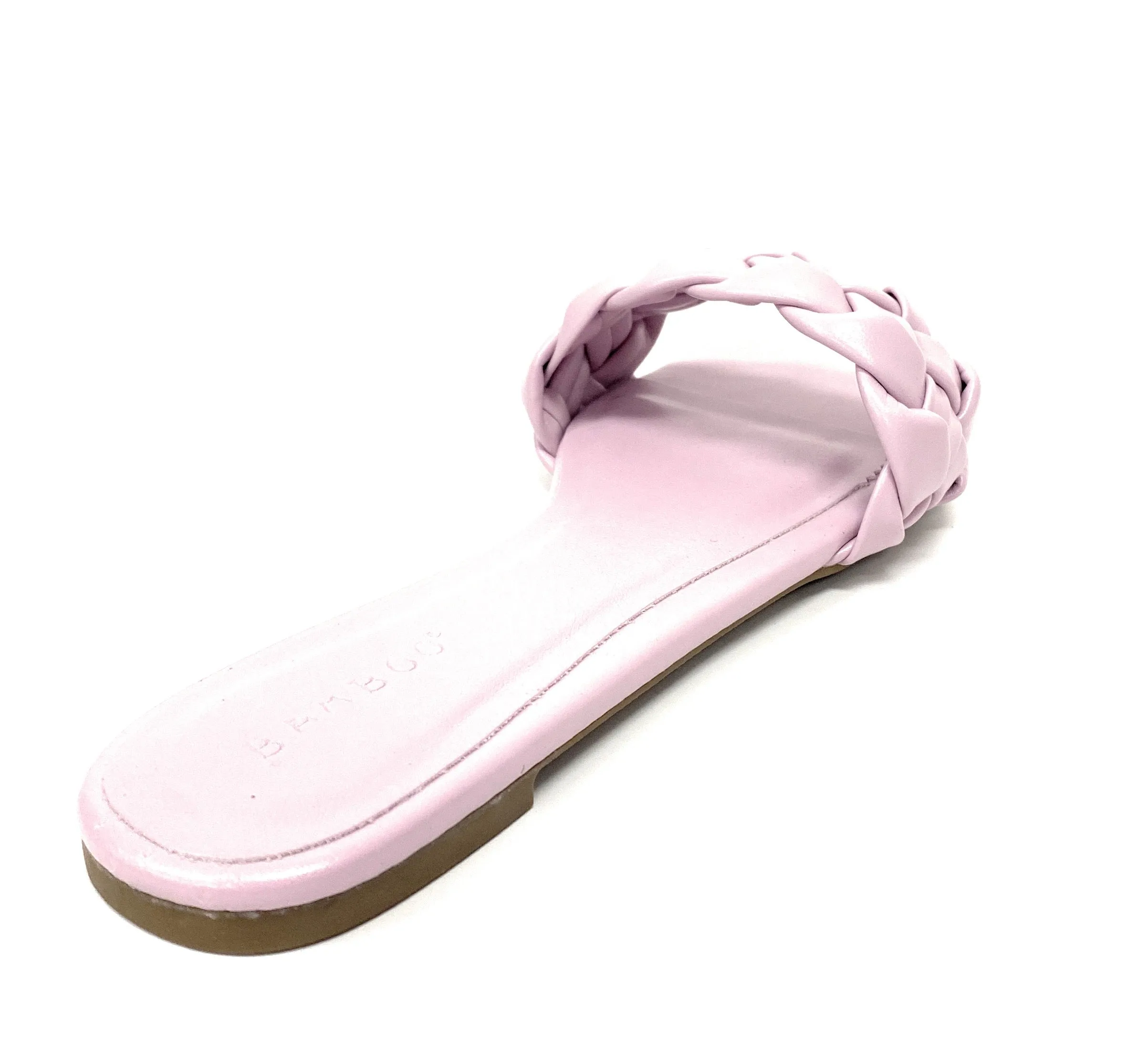 Women flat weaved slide soft PU material Block-19