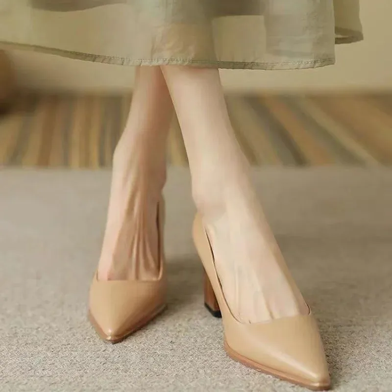 Women's Summer Footwear Pumps Formal Shoes for Woman 2024 Pointed Toe Office Black Moccasins on Heeled High Heels Quality Trend