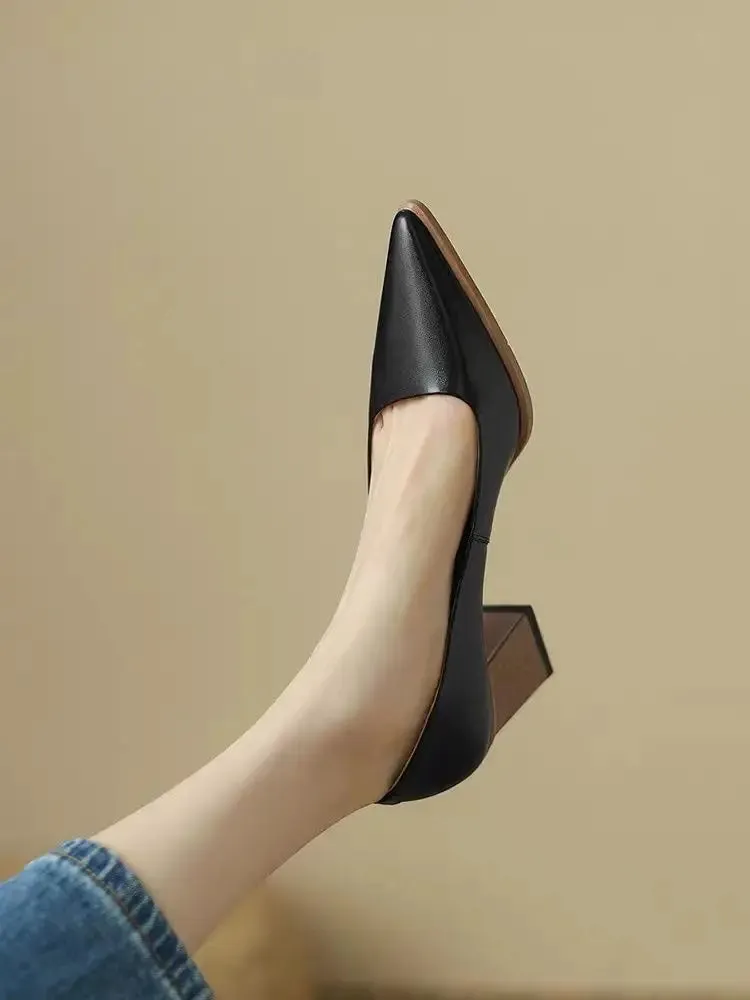 Women's Summer Footwear Pumps Formal Shoes for Woman 2024 Pointed Toe Office Black Moccasins on Heeled High Heels Quality Trend