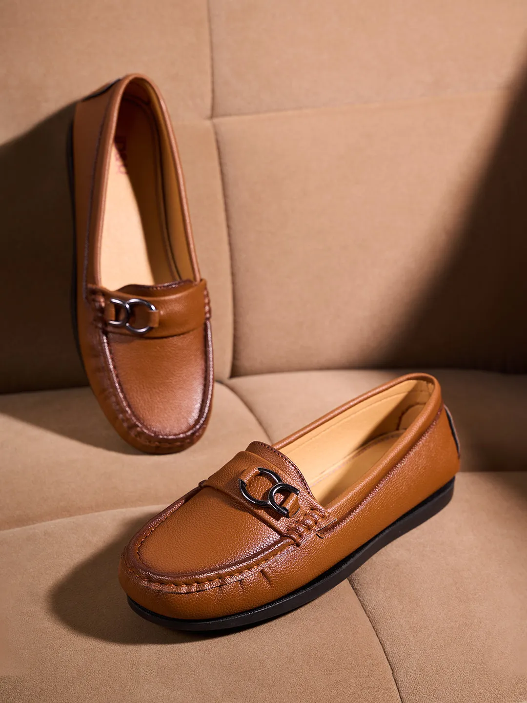Women's Tan Soft & Flexy Loafers (IU2007)