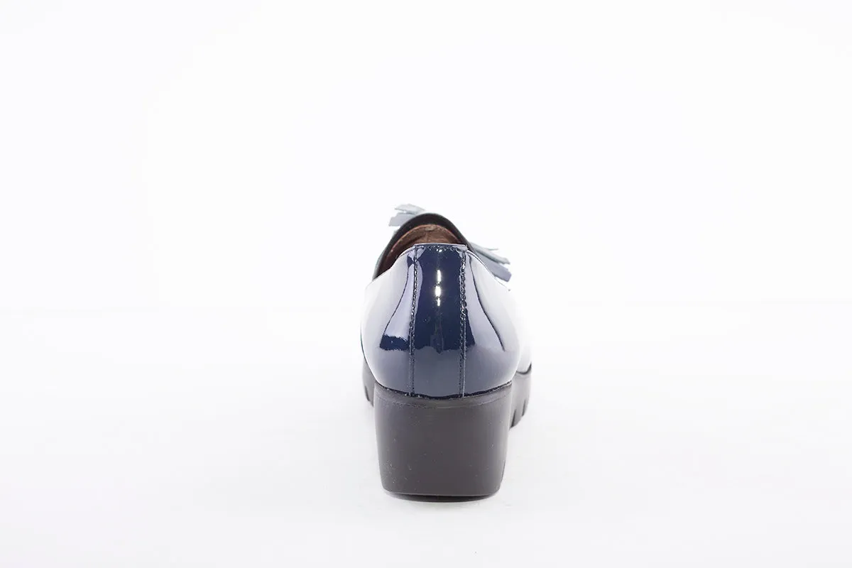 WONDERS - C-3342 LOW WEDGE SHOE - NAVY PATENT