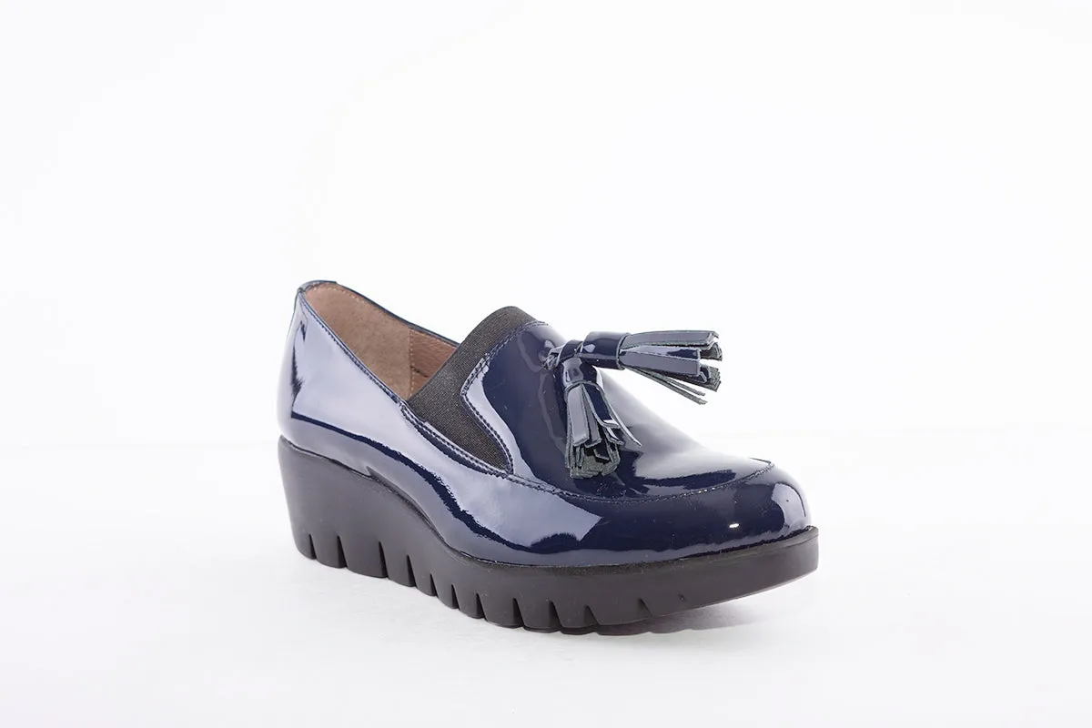 WONDERS - C-3342 LOW WEDGE SHOE - NAVY PATENT