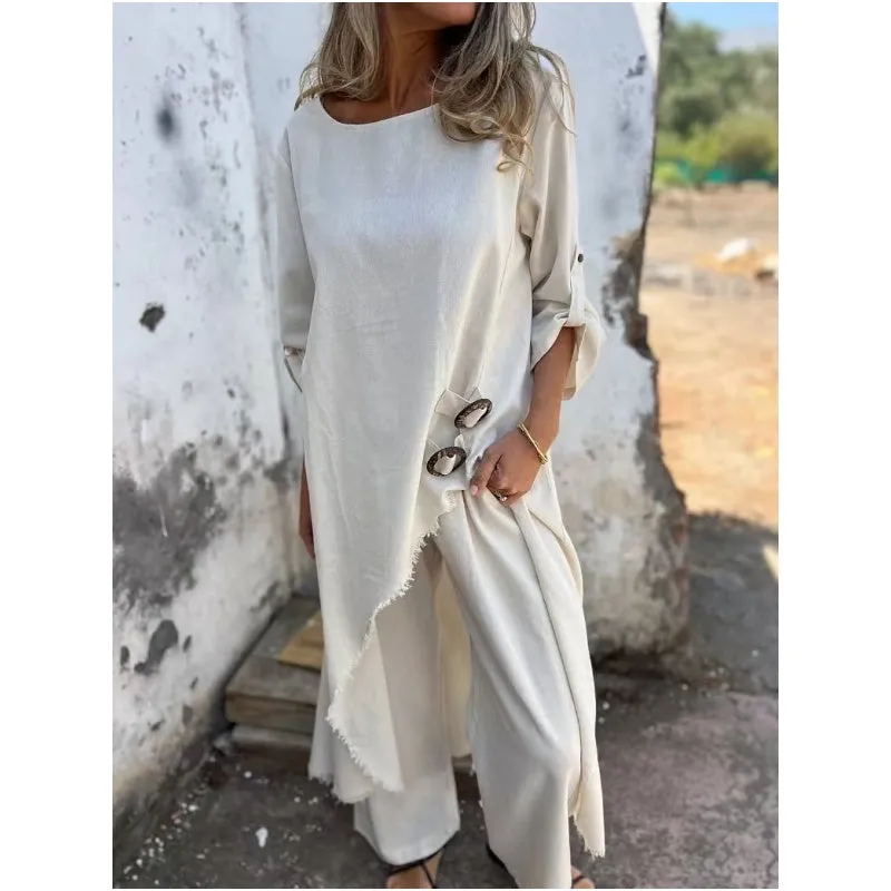 Yeliz – Elegant Cotton And Linen Two Piece Suit